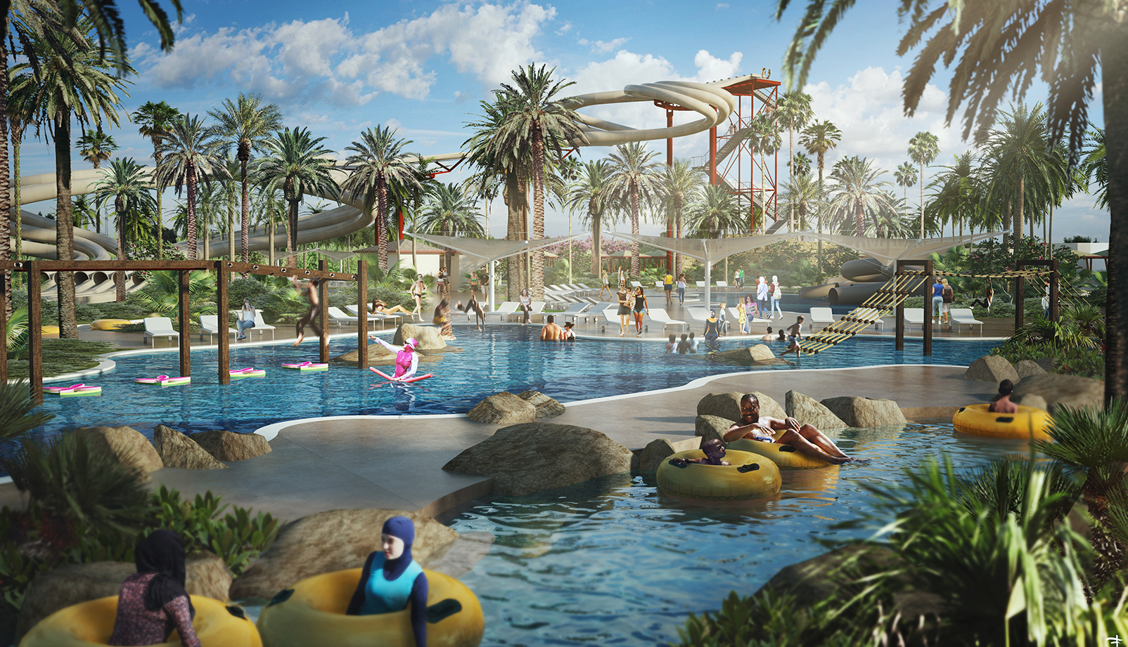 Al Sharq Waterpark pool view rendering