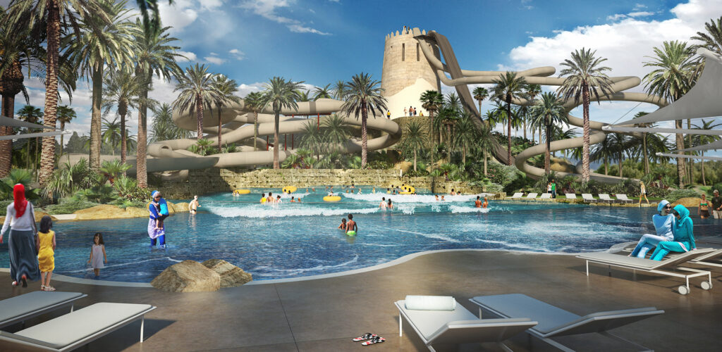 Al Sharq Waterpark pool slides rendering