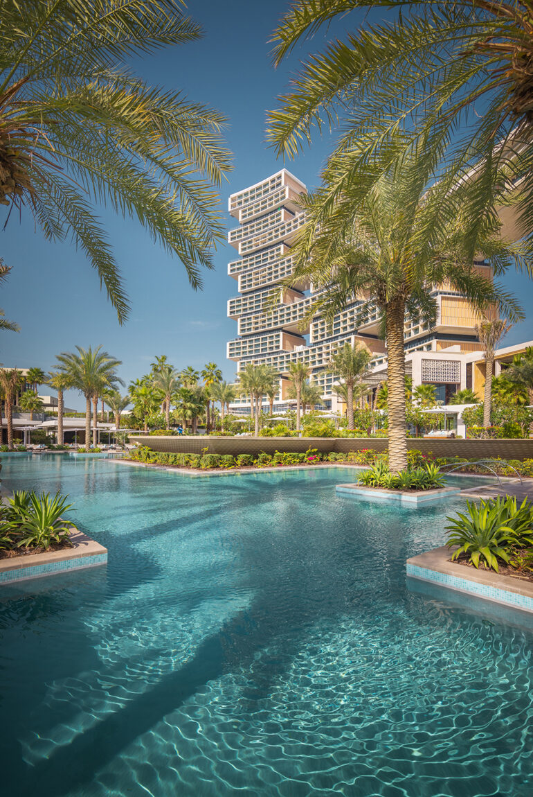 Atlantis The Royal at Palm Jumeirah building view from pool