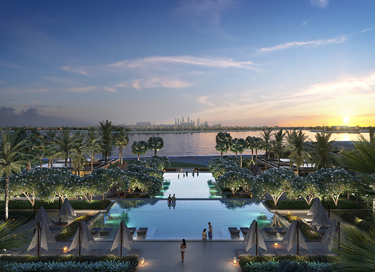 atlantis-dubai-11 Atlantis The Royal at Palm Jumeirah dusk view overlooking infinity pool and ocean
