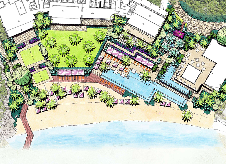 montage cay resort and branded residences beach pool drawing blueprint