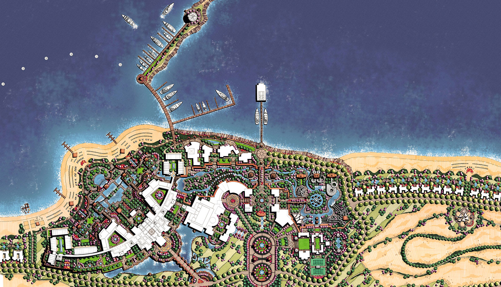 Salwa Beach Resort Master Plan entire coast drawing blueprint